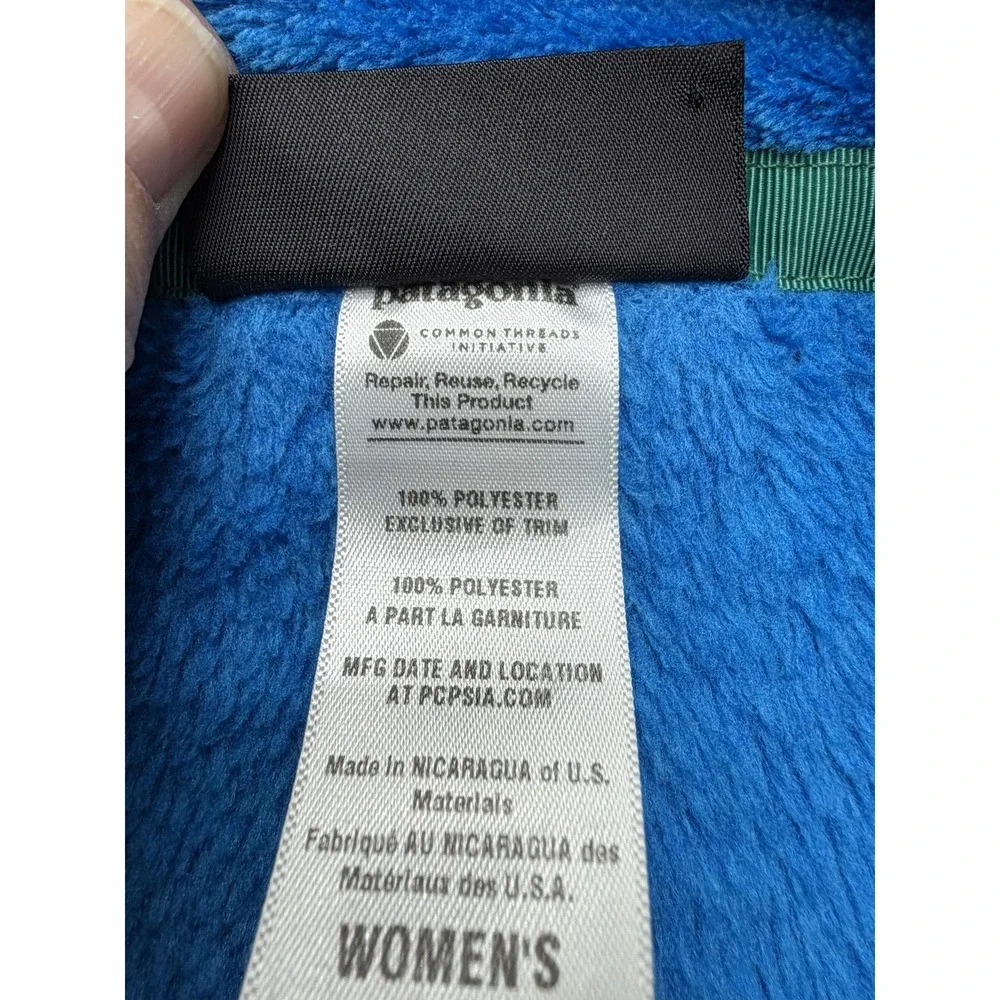 Patagonia Fleece Jacket Womens XS Blue Snap Pullover High Pile Thermal Pockets